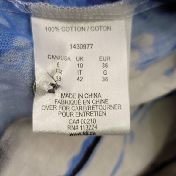 FDJ French Dressing Jeans Womens Button-Up Shirt Size 6 Blue Beige Abstract - Picture 9 of 16